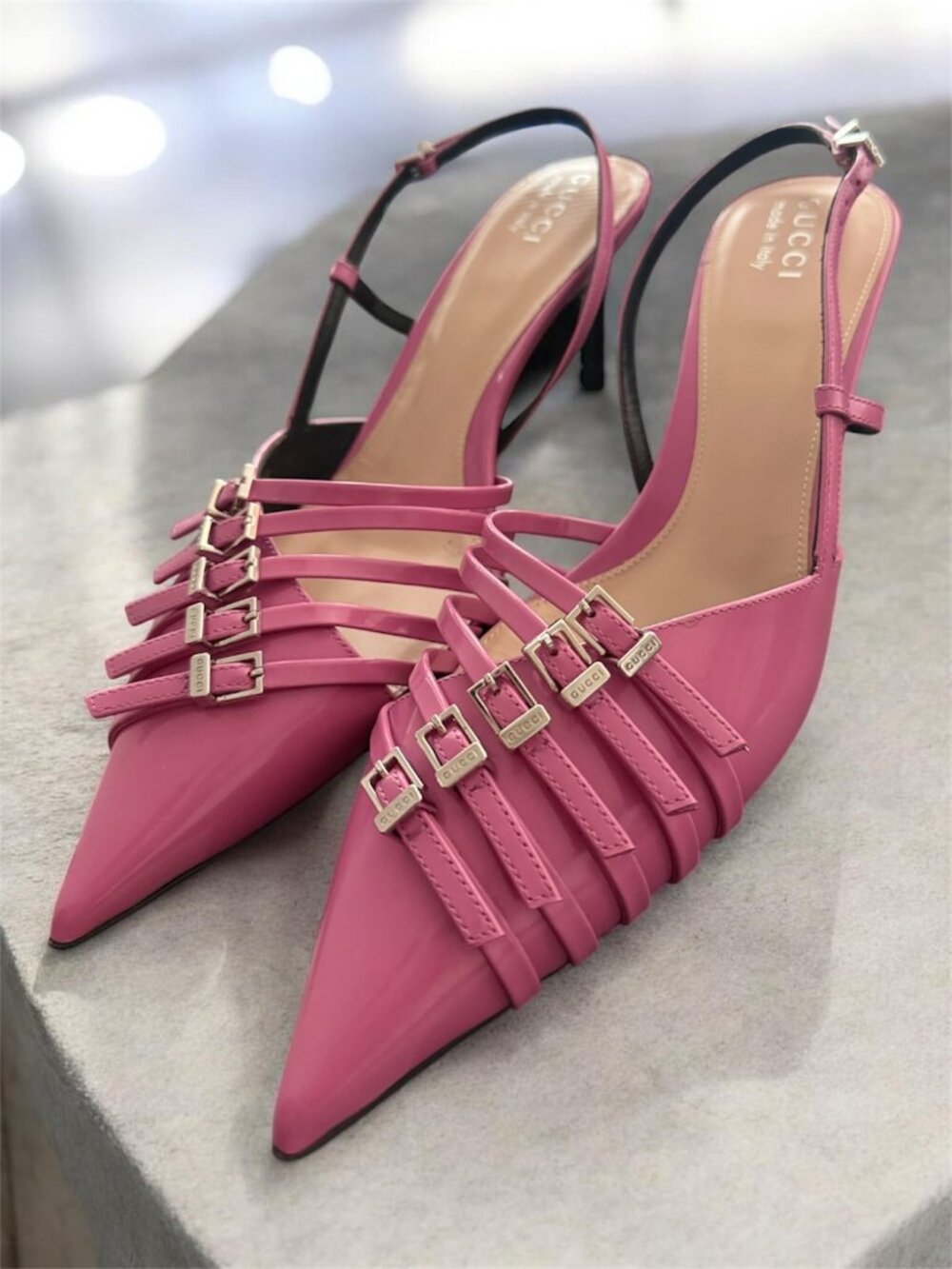 Gucci Seraphine 75MM Leather Slingback Pumps